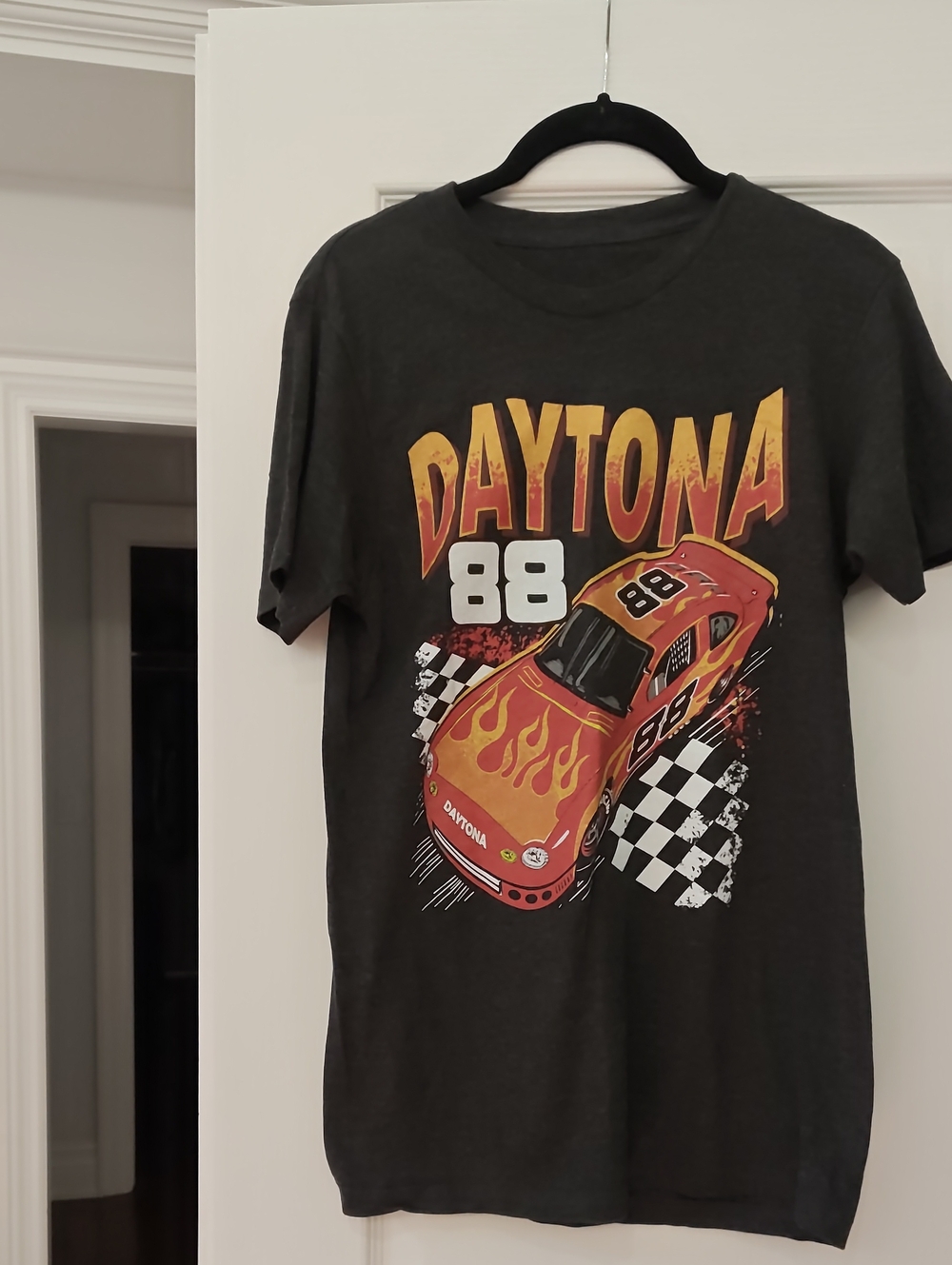 Daytona 88 Graphic Tee - Black with Red and Yellow Car Print